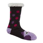 Ladies Lounge Owl Chunky Slipper Socks With Anti Slip Grippers With Sherpa Fleece Lining - Size 4-8