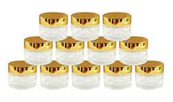 nsb herbals Round Empty Glass Cosmetic Cream Container/Jars with golden cap & white inner lids for creams, Balms, Face Scrub, Body Cream etc (50 g) (Pack of 12)