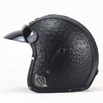 Pu Leather Helmets Motorcycle Chopper Bike Helmet Open Face Vintage Motorcycle Helmet Goggle Mask Full Face Helmet Motorbike