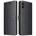 ELESNOW Case for iPhone X, iPhone XS Case, High-grade iPhone 10 Phone Case Wallet Card Holder PU Leather Flip Cover for Apple iPhone X/XS (Black)