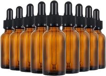 TAVVKE 10 Pack Amber Glass Dropper Bottles - 30ml / 1oz Refillable Bottles with Eye Dropper Pipettes - Empty Tincture Bottles for Essential Oil Blends, Perfumes, Aromatherapy and Chemistry Lab