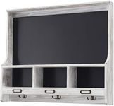 Excello Global Products Grey Wooden Wall Mounted Hanging Coatrack Shelf with Chalkboard 20"x24" - GPP-0027