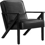 Yaheetech Accent Chair, Armchair with Strong Wood Frame, PU Leather Modern Retro Lounge Chair for Living Room/Lounge/Office/Reception Area, Black