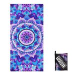 Large Thin Microfibre Beach Towel with Bag for Adult Men Women,160x90cm Mandala Beach Towels Quick Dry Sand Free Lightweight Swim Bath Towel for Travel,Swimming,Pool,Holiday,Camping,Yoga,Gym Sport