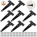 8PCS T Hinges Gate Door Hinges T Strap Hinges with 48 PCS Screws Rustproof t Hinges Outdoor Heavy Duty for Gate Door Shed Windows Garden Barn Door