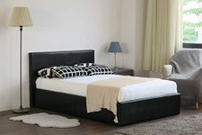 Modernique® Bilancio Double 4'6" Black Faux leather Storage Ottoman Gas Lift Up bed frame only