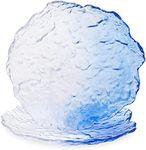 Navaris Decorative Glass Serving Plates (Set of 2) - 9.3" Colored Glass Dinnerware Plate Platter Clear Dishes for Kitchen or Dinner Table - Ocean Blue