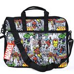 Marvel Boys' Contemporary Bag Avengers Universe All Over Print Tablet Case with Shoulder Strap, Black, Small