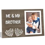 Me & My Brother Picture Frame, Baby Brother Wood Frame with Heart, Little or Big Brother or Sister Gift for Older Siblings, Baby Keepsake Photo Frame, New Baby Shower, Baptism Gifts (Brown)