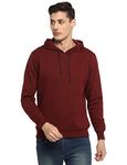 Alan Jones Clothing Men's Cotton Hooded Neck Solid Regular Fit Hoodie (Wine, Large)