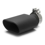 A-KARCK Square Exhaust Tip 3" Inlet, Black Coating Rectangle Exhaust Tailpipe Tip 3" x 5.5" Outlet 9.5" Long, Clamp on Design