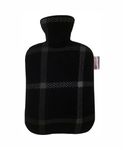 Coronation Hot Water Bag with Extra Premium Printed Fleece Cover (Large) | Black Checks | 2 Liters Capacity | Premium Feel Bag | Great for Cramps, Pain Relief & Cozy Nights | Feet and Bed Warmer