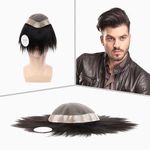 Artello® MONOFILAMENT Smart Hair Patch for Men, Soft Hair Wig in 100% Natural Human Hair, Easy Fit with Tape, Glue or Clips, 1D Mono Base (Colour: Indian Black) (11x8)