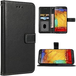 FDCWTSH Compatible with Samsung Galaxy Note 3 Wallet Case Wrist Strap Lanyard Leather Flip Cover Card Holder Stand Cell Accessories Folio Purse Phone Cases for Glaxay Note3 N9005 Women Men Black