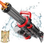 Gatling Electric Water Gun,Water Gun for Adults Kids,High Powered Automatic Squirt Guns with Large Capacity Backpack,2 Battery, Range to 28-32FT, Dazzling Gunfire Effects Muzzle Flash (Black)