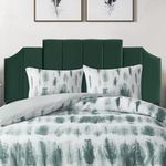 Finnhomy Velvet Upholstered Queen Size Headboard, Modern Vertical Channel Design, Adjustable Height from 42” to 46” Head Board, Jade