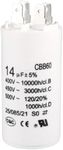 sourcing map CBB60 Run Capacitor 14uF 450V AC Double Insert 50/60Hz Cylinder 70x35mm White for Air Compressor Water Pump Motor