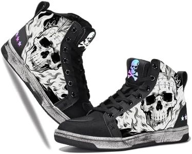 GXZUORUI Men's Gothic Skull High Top Sneakers, Unisex Casual Motorcycle Riding Shoes with Edgy Design for Urban Commuting (Skull 6, Adult, Men, 11, Numeric, US Footwear Size System, Medium)