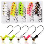 25pcs Painted Crappie Jig Head Hooks Set, Assorted Football Head Fishing Jig Hook for Bass Walleye Trout (1/8oz)