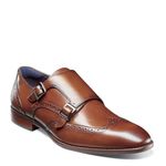 STACY ADAMS Men's Karson Wingtip Double Monk Strap Loafer, Cognac, 9