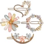 ANNA CREATIONS Latest Korean Fashion Style Flower Lock Hair Clip Pin Hair Accessories Set For Women And Girls (4 Pcs, Multicolor)