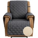 TOMORO Non-Slip Quilted Recliner Cover, 100% Waterproof Recliner Chair Slipcover Furniture Protector with Pockets, Washable Couch Cover with Elastic Straps for Kids and Pets，23 Inch