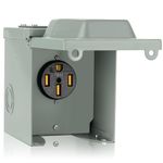 WELLUCK RV Power Outlet Box 50 Amp 125/250V, Nema 14-50R RV Power Receptacle Panel Plug, Enclosed Lockable Weatherproof Outdoor Electrical Box