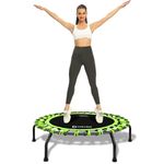 DARCHEN 150KG Rebounder Mini Trampoline for Adult, Indoor Small Trampoline for Exercise Workout Fitness, Upgrade Design Bungee Trampoline for Safer Quieter Bounce [100 CM]