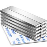 DIYMAG Powerful Neodymium Bar Magnets, Heavy Duty Magnets with Double-Sided Adhesive, Rare Earth Magnet Perfect for Fridge, DIY, Garage, Kitchen, Science, Craft, Office-60x10x3mm, 10 Pack