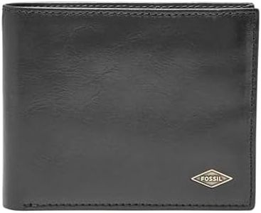 Fossil Men's Ryan Leather RFID-Blocking Bifold with Flip ID Wallet, Black