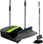 BYUNER Broom Dustpan Set Upright Broom Dustpan Folding Broom with Long Handle for Home Lobby Floor Cleaning Supplies with Extension Pole Dustpans Household Brooms Green