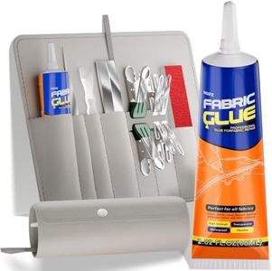 13 Pcs Fabric Glue Kit, 60 ML Permanent Washable Clothing Glue for Patches | Pro-grade No-Sew Adhesive, Precision Tip, Clear Flexible Finish, for Clothes, Rhinestones, Leather Repair, Jewelry, Crafts,