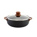 IMUSA USA 9-Qu Chi-00056 Black Stone Calderon with Glass Lid and Handles/Knob, 9 Quart, Wood Look