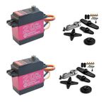 HOOYIJ 2 Pack 20KG Digital Servo, DS3218MG Upgraded High Torque Full Metal Gear High Speed Waterproof RC Servo with 25T Servo Horn for 1/8 1/10 Scale Crawler RC Car Boat 180 Degree