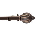 Deco Window 4 Piece 36”-66” Extendable Curtain Rod with Brackets for Door & Windows Adjustable Length Dual Telescopic Drapery Pole with Kamrak Antique Copper Finials (25mm Diameter, Antique Copper)