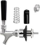 Hgkeke Beer Tap Faucet 2" Shank 1/4" Nipple Shank Draft Beer Faucet Kit Craft Beer Tap Rustproof Plated Beer Tap Stainless Core Beer Faucet 2’’ Shank 1/4 Barb Homebrew Beer Tap Leak-Proof Tap + Cover