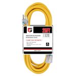 EP 25 ft Lighted Outdoor Extension Cord - 12/3 SJTW Heavy Duty Yellow Extension Cable with 3 Prong Grounded Plug - 15AMP Power Cord for Lawn, Garden, Appliances