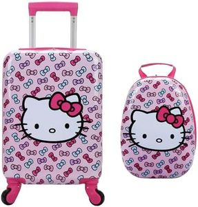 Hello Kitty Character Face Kids' 2-Piece Travel Set With Rolling 18" Suitcase And Backpack