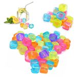 40Pcs Reusable Plastic Coloured Ice Cubes use in Cold Drinks Bar BBQ Multicolour Quick Freezing Washable & Dry Ice Fake Ice Cubes Ice Block Ice Bath Available in Blue, Green, Pink, Orange