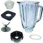 5 Cup Square Top Glass Jar Assembly with Blade, Gasket, Base, Lid，Compatible with Oster Classic Series Blender and Osterizer Blender