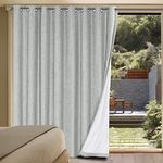 H.VERSAILTEX Linen Blackout Curtains Durable Thick Textured Linen Look 100% Blackout Patio Door Curtain Anti Rust Grommet Extra Wide Sliding Door Curtain Panel, Glacier Gray, W100 x L96 inch