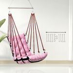 Curio Centre Swing for Balcony/Swing for Adults/Swing Chair for Adults for Home/Hammock Swing for Adults/Swing Chair Wooden - Pink (200 Kgs Capacity, Free Hanging Accessories)