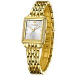 OLEVS Watch for Women Square Analog Quartz Ladies Wrist Watch Luxury Diamond Dress Watch All Gold Stainless Steel Strap with Black/White/Blue/Green Dial Female Watch