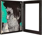 KAIU Vinyl Record Frame - Solid Wood with Clear Acrylic to Display Your Album- Innovative Open/Close Mechanism to Ease Your Album Changeover (Black, LP)
