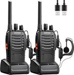 Walkie Talkies 2Pcs Two-Way Radios Set Rechargeable Long Range Interphone Portable Professional Intercoms 16 Channels Walky Talky for Adults,Build in LED Light,Earpieces Battery and Charger included