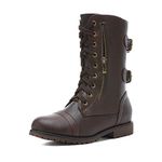 DREAM PAIRS Womens Winter Combat Boots Lace up Ladies Biker Boots Faux Fur Lined Ankle Boots Brown,Terran-Snow,Size 10 US/8 UK