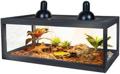 Bearded Dragon Tank 81 Gallon, Lizard Tank, Reptile Tank with Metal Mesh Roof Door, Snake Tank with Lock Design, 48" Wide, Black