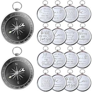 Fumete Christian Gifts Compasses Hiking Scripture Gifts Bible Vintage Compass Mother's Day Church Gifts Father 's Day Gift Religious Graduate Gift(Silver, 50 Pcs)