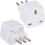 Flomiara 2 Pack UK to Italy Plug Adapter, Italy Adaptor, Grounded Italian Travel Adapter, Travel Adapter for Italy, Chile, Vatican City, Uruguay, Syria, San Marino and More, White, Type L