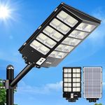 Ofuray 2500W Solar Street Lights Outdoor,256000LM Commercial Solar Parking Lot Lights Dusk to Dawn,6500k IP67 Waterproof Solar Security Lights with Motion Sensor & Remote,for Yard, Garage, Street